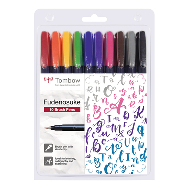 TOMBOW Kalligraphie Set WS-BH-10P Fudenosuke, 10 Farben