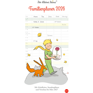 HEYE Familienplaner Kl. Prinz 2026 22740+26 1M/1S DE 5 Spalten 21x45cm