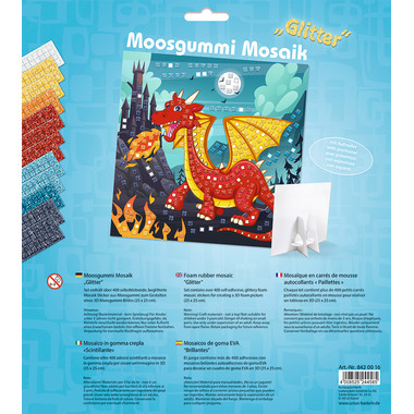 URSUS Moosgummi Mosaik 8420016 Glitter Drache 25x25cm