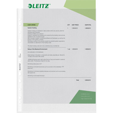 LEITZ Poches PP A4 47900000 grainée, 0,09 mm 100 pcs.