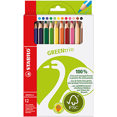 STABILO Crayon de couleur Green Trio 6203/12 12 couleurs étui