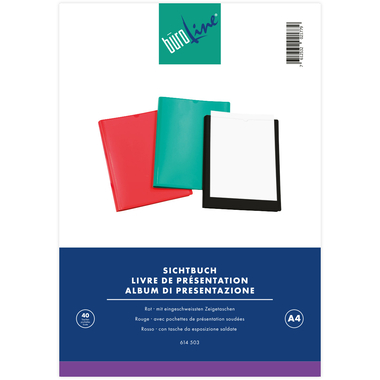 BÜROLINE Livre présentation A4 094282-04 rouge 40 pochets