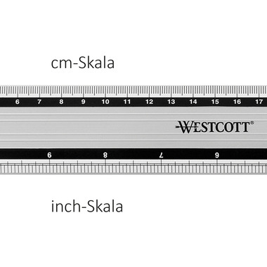 WESTCOTT Aluminium Lineal 30cm E-1019100 cm/inch Scala