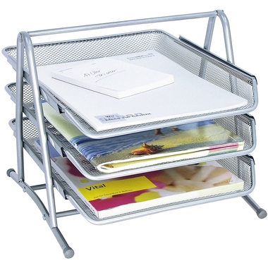 WEDO Corbeille à courrier métal 65854 3 tiroirs 35x27x30cm arg.