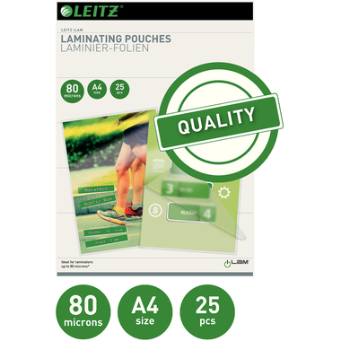 LEITZ Pelicole per laminazione A4 16917 lucido, 80my 25 pezzi