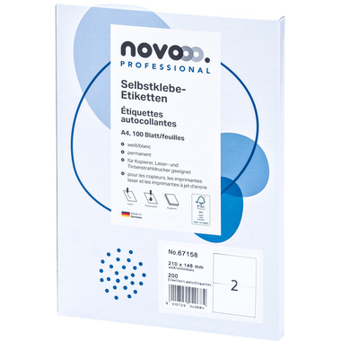 NOVOOO Etiquette 210x148mm 67158 blanc 200 pièces