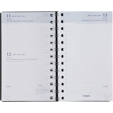 BREPOLS Agenda Breform Polypro 2026 0.516.4910 1G/1P nero 10.5x17cm