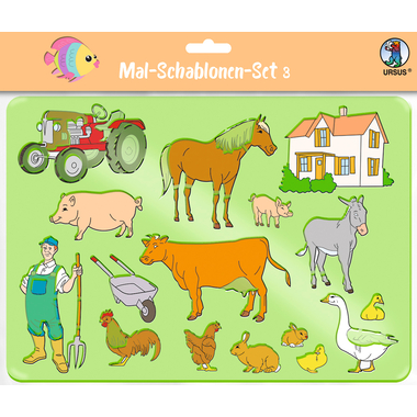 URSUS Schablonen Set 3 Tiere 44100003 26.8x18.9x0.2cm 6 Stück