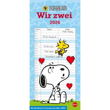 HEYE Planer für zwei Peanuts 2026 21302+26 1M/1S DE 2 Spalten 16x34.7cm