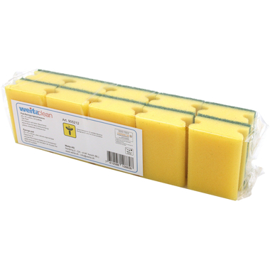 WEITACLEAN Padschwamm 95x70x43mm 5028030 gelb, kratzend 10 Stück