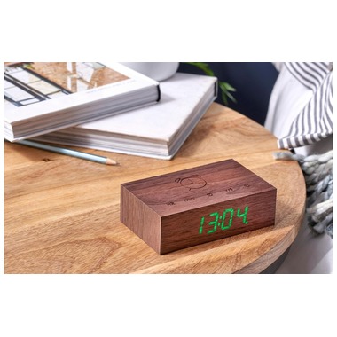 Gingko Digital Alarm Clock Flip Click Clock Walnut
