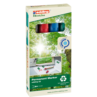 EDDING Permanent Marker 22 1.0-5.0mm 22-e4 4-farbig ass.