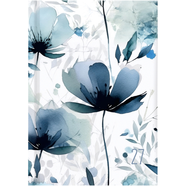 BIELLA Agenda Dispo Term 2027 808543750027U 1S/2P Blue Flower 14.5x20.5cm