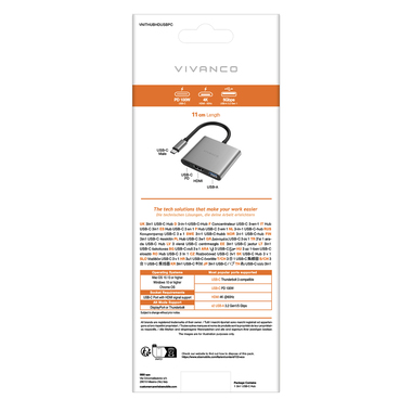 Hub USB-C 3in1 HDMI/USB-C/USB-A Thunderbolt 3 | Vivanco