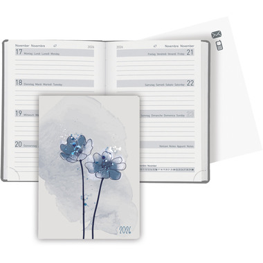 BIELLA Agenda Memento Trend 2026 825413770026U 1S/2P Flower ML 10.1x14.2cm