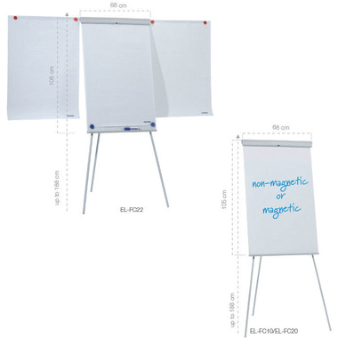 FRANKEN Flipchart X-tra!Line 68x105cm EL-FC22 grigio chiaro braccioli later.