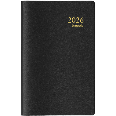 BREPOLS Agenda Delta Genova Plast 2026 0.834.2051 1S/2P nero 8.1x12cm