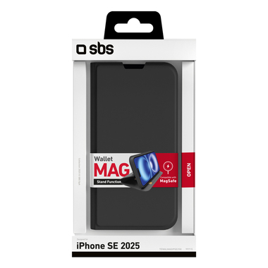 Schwarzes Buchcover für iPhone 16e MagSafe kompatibel | SBS