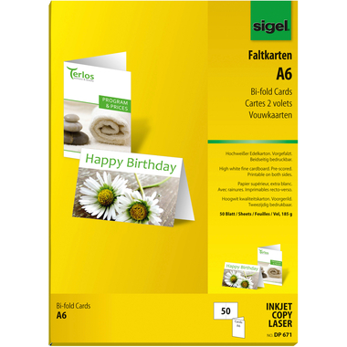 SIGEL Cartoline A6 DP671 bianco, 185g 50 pezzi