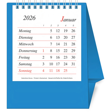 NOVOS Calendario Pro Bristol D. 2026 509032 1M/1P blu chiaro DE 11.5x14cm