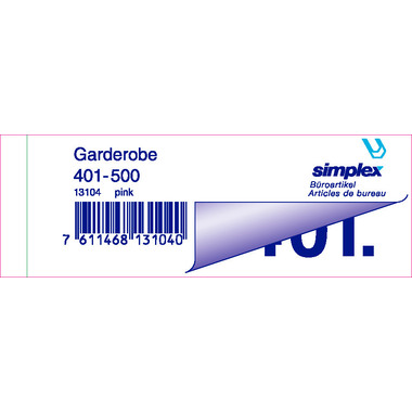 SIMPLEX Blocco guardaroba 401-500 13104 pink 100 fogli