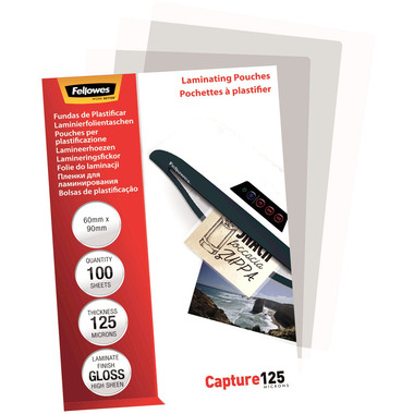 FELLOWES Laminiertasche 60x90mm 5397402 glanz, 125my 100 Stk