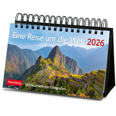 HARENBERG Tischkalender 2026 2763900+26 Reise um die Welt DE 23x17cm