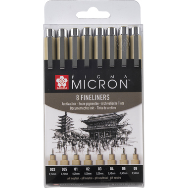 SAKURA Pigma Micron Set POXSDK8 0,15-0,50mm 8 Stück