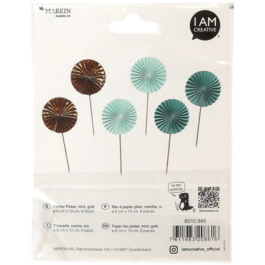 I AM CREATIVE Bac à papier piker,menthe, or 6010.945 6 pcs.