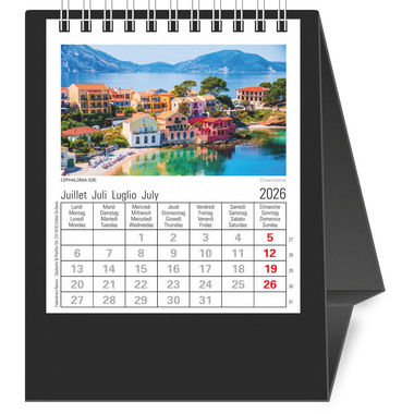 NOVOS Tischkalender Europa 2026 500053 1M/1S schwarz ML 11.5x14cm