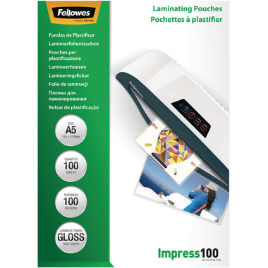 FELLOWES Laminiertasche A5 5351002 glanz, 100my 100 Stk