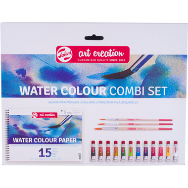 TALENS Aquarell Combi Set 12x12ml 9022094M Farbe, Pinsel, Papier