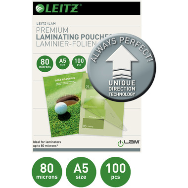 LEITZ Laminiertasche A5 74920000 glanz, 80my 100 Stk