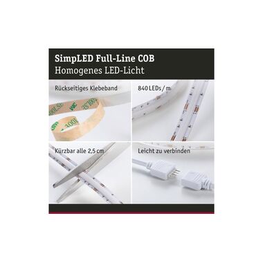 Paulmann LED-Stripe SimpLed Strip Set COB, RGB, 3 m, Weiss