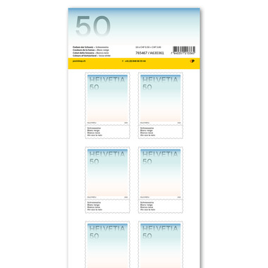 Briefmarken CHF 0.50 «Schneeweiss», Bogen mit 10 Marken