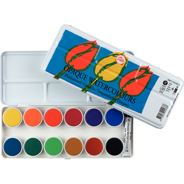 TALENS Deckfarbe Aquarell Set 95920012 12 Farben + 1 Tube weiss