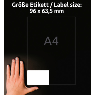 AVERY ZWECKFORM Universaletiketten 96,0x63,5mm L4745REV-25 weiss 240 Stk./25 + 5 Blatt
