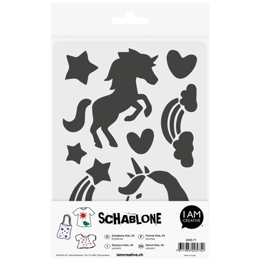 I AM CREATIVE Schablone 2000.71 Kids A5, Einhörner