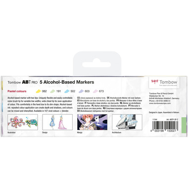 TOMBOW Dual Brush Pen ABT PRO ABTP-5P-2 Pastel Colours Set, 5 Stück