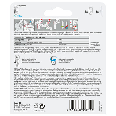 TESA Klebehaken 2x0,5kg 77780-00000 Tapete & Putz