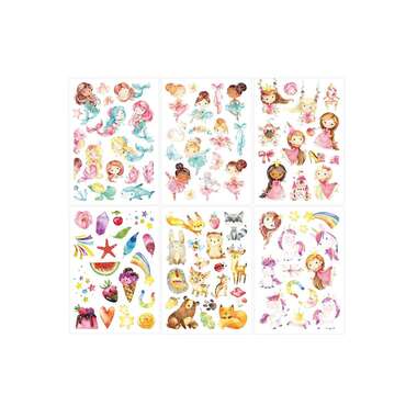 Set di tatuaggi Papierdrachen Unicorno, Sirena, Principessa