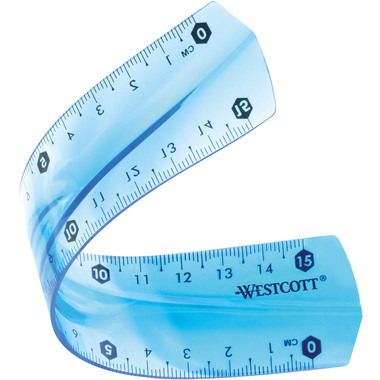 WESTCOTT Lineal, flexibel E-10220 00 15cm blau/rot/grün