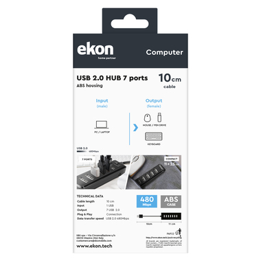 Adaptateur avec 7 ports USB 2.0 | Ekon