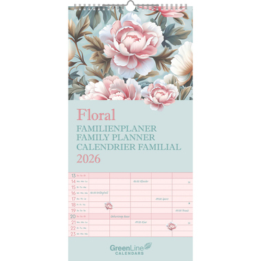 ALPHA EDITION Familienplaner Floral 2026 360400 1M/1S ML 5 Spalten 22x45cm