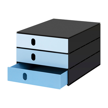 STYRO Schubladenbox styroval flow 14-8050.93 schwarz/blau 3 Schubladen