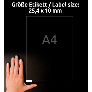 AVERY ZWECKFORM Etichette Univ. 25.4x10mm L7871-20 bianco, strong 20 fogli