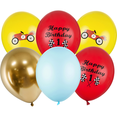 PARTYDECO Ballons 30cm SB14P3000006 Voitures 6 pièces
