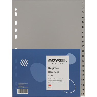 NOVOOO Register PP A4 40941 grau 1-20