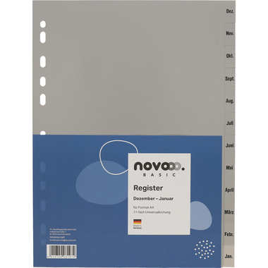 NOVOOO Register PP A4 40950 grau Dez-Jan DE