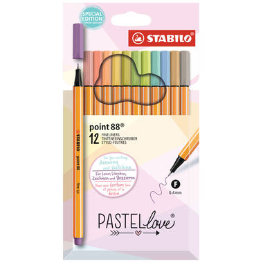 STABILO Fineliner Point 88 1mm 88/12-7-7 Pastellove 12 Stück